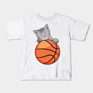 Cat with Basketball Kids T-Shirt